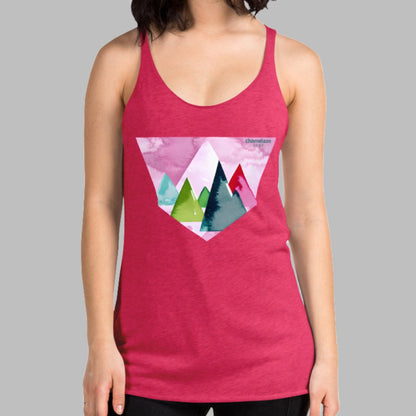 Pink Sunset Mountains Women's Racerback Tank