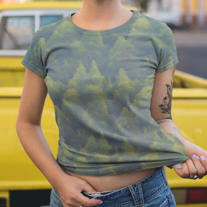 Green Grey Camo Trees Women's T-shirt